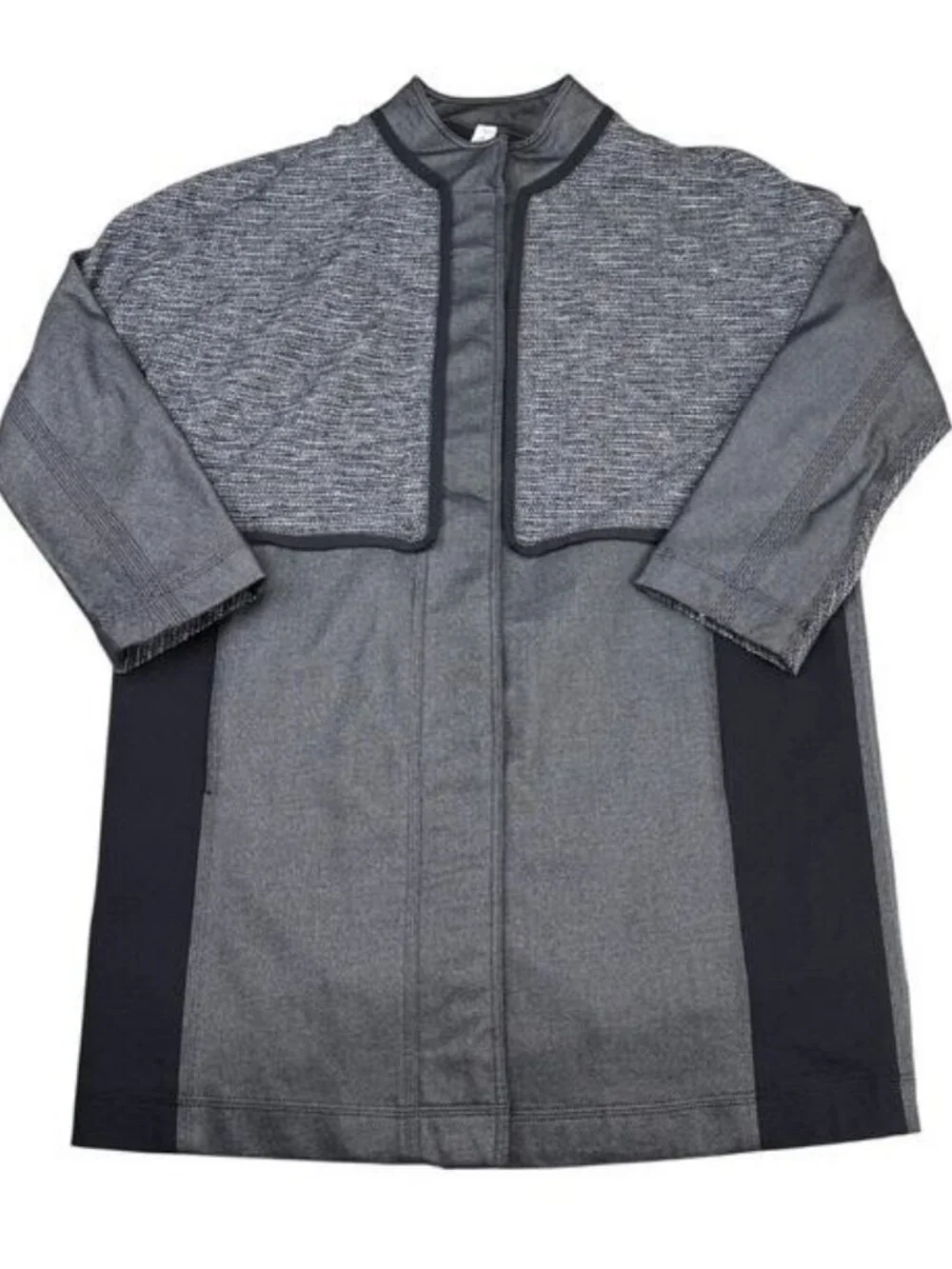 Lulu Cocoon Car Coat Coco Pique Black Long Jacket